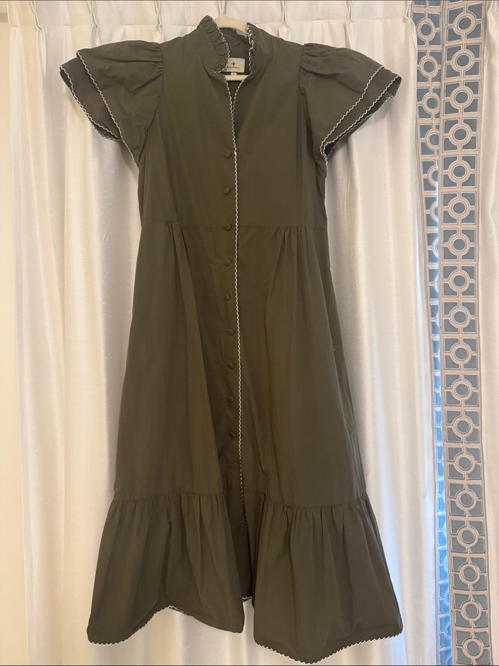 Tuckernuck Olive Green Alice Button-Front Midi Dress